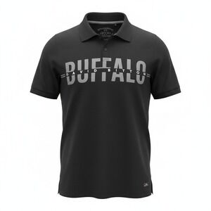 Buffalo David Bitton Narendo Polo Shirt Graphic Logo Live Free Black XL